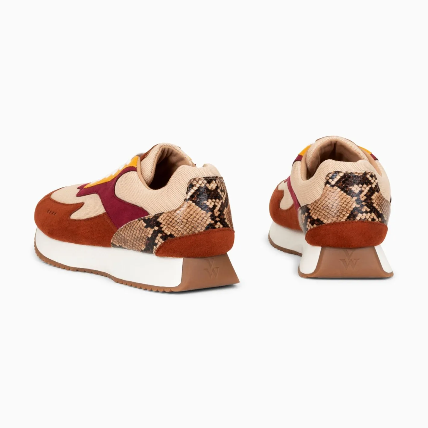 Vanessa Wu Baskets Anouk Marron Et Beige A Semelle Running Discount