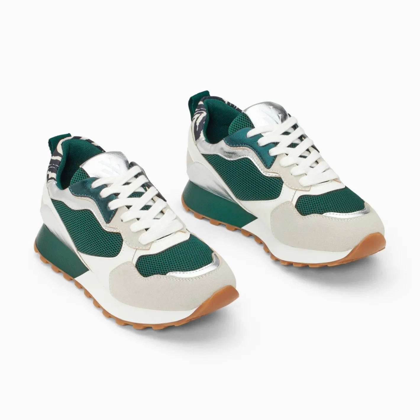 Vanessa Wu Baskets Berenice Vert Et Gris A Semelle Running Online
