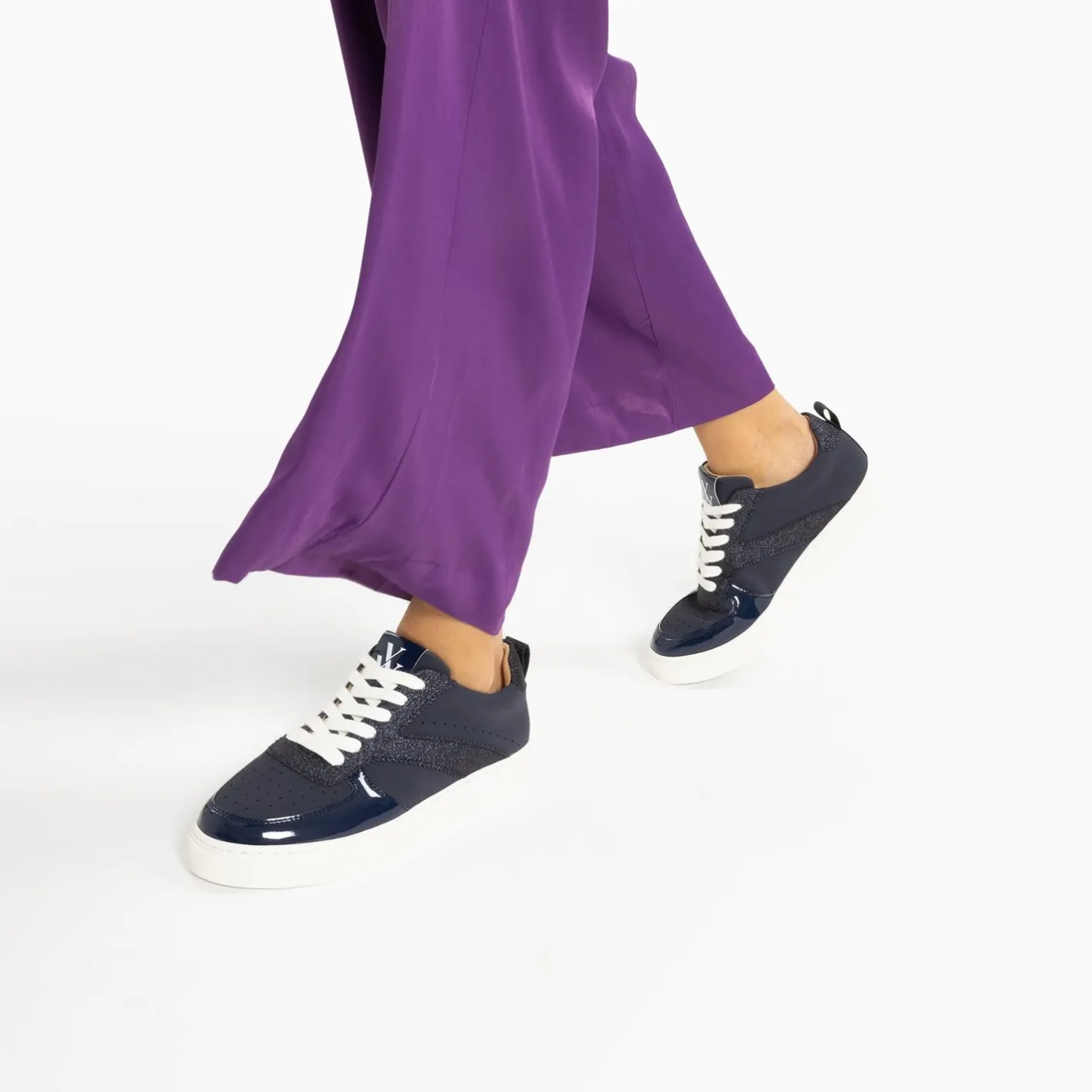 Vanessa Wu Baskets Celeste Bleu Nuit A Lacets Discount