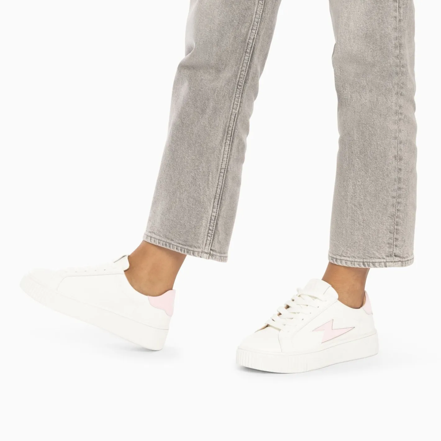 Vanessa Wu Baskets Eclair Angie Blanc Et Rose A Lacets Outlet
