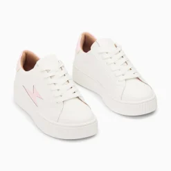 Vanessa Wu Baskets Eclair Angie Blanc Et Rose A Lacets Outlet