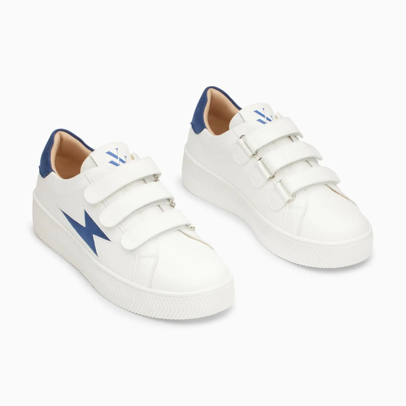 Vanessa Wu Baskets Eclair Camelia Blanc Et Marine A Scratchs Best