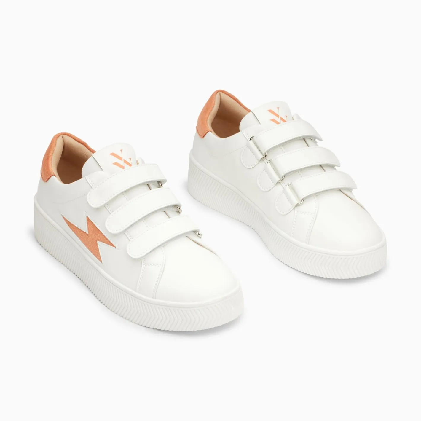 Vanessa Wu Baskets Eclair Camelia Blanc Et Orange A Scratchs New