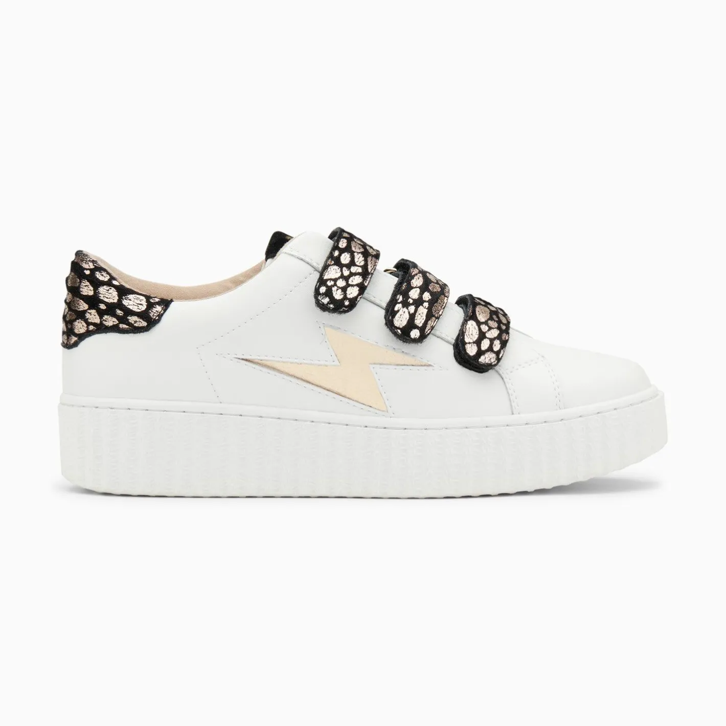 Vanessa Wu Baskets Eclair Daisy Blanc Et Or A Scratchs Leopard