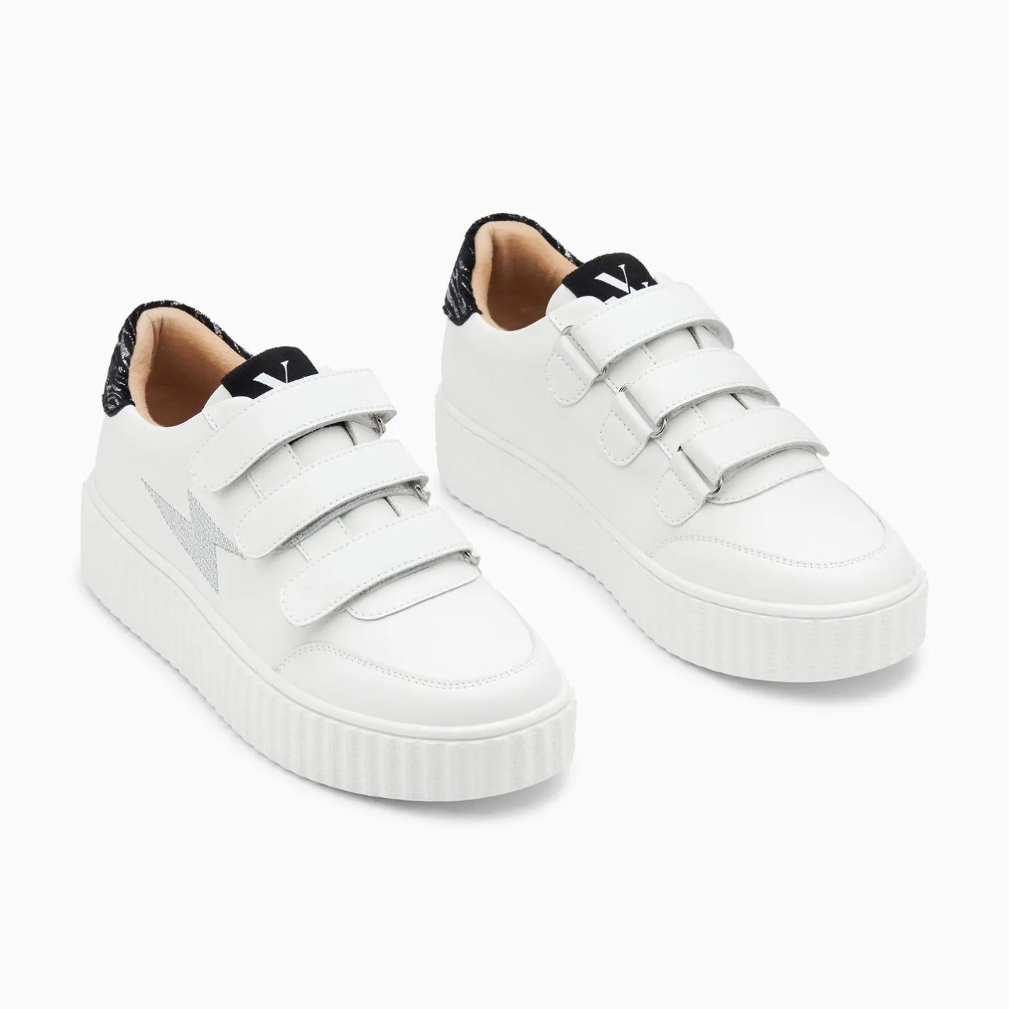 Vanessa Wu Baskets Eclair Damia Blanc Et Noir Imprime Zebre A Scratchs