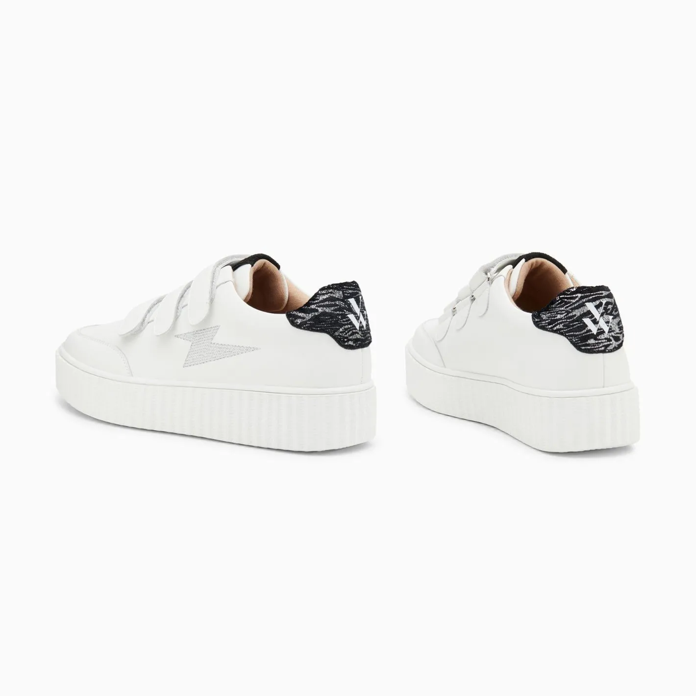 Vanessa Wu Baskets Eclair Damia Blanc Et Noir Imprime Zebre A Scratchs
