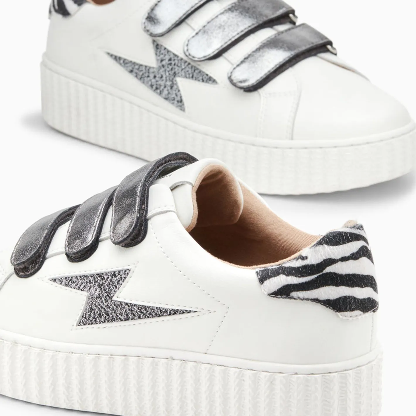 Vanessa Wu Baskets Eclair Darine Blanc Et Zebre A Scratchs Anthracite Online