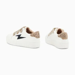Vanessa Wu Baskets Eclair Darine Blanc Et Guepard A Scratchs Or Discount