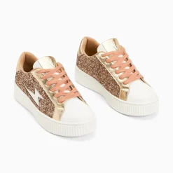 Vanessa Wu Baskets Eclair Elise Rose Gold Paillete A Lacets Clearance