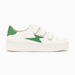 Vanessa Wu Baskets Eclair Elsa Blanc Et Vert Menthe Croco A Scratchs Outlet