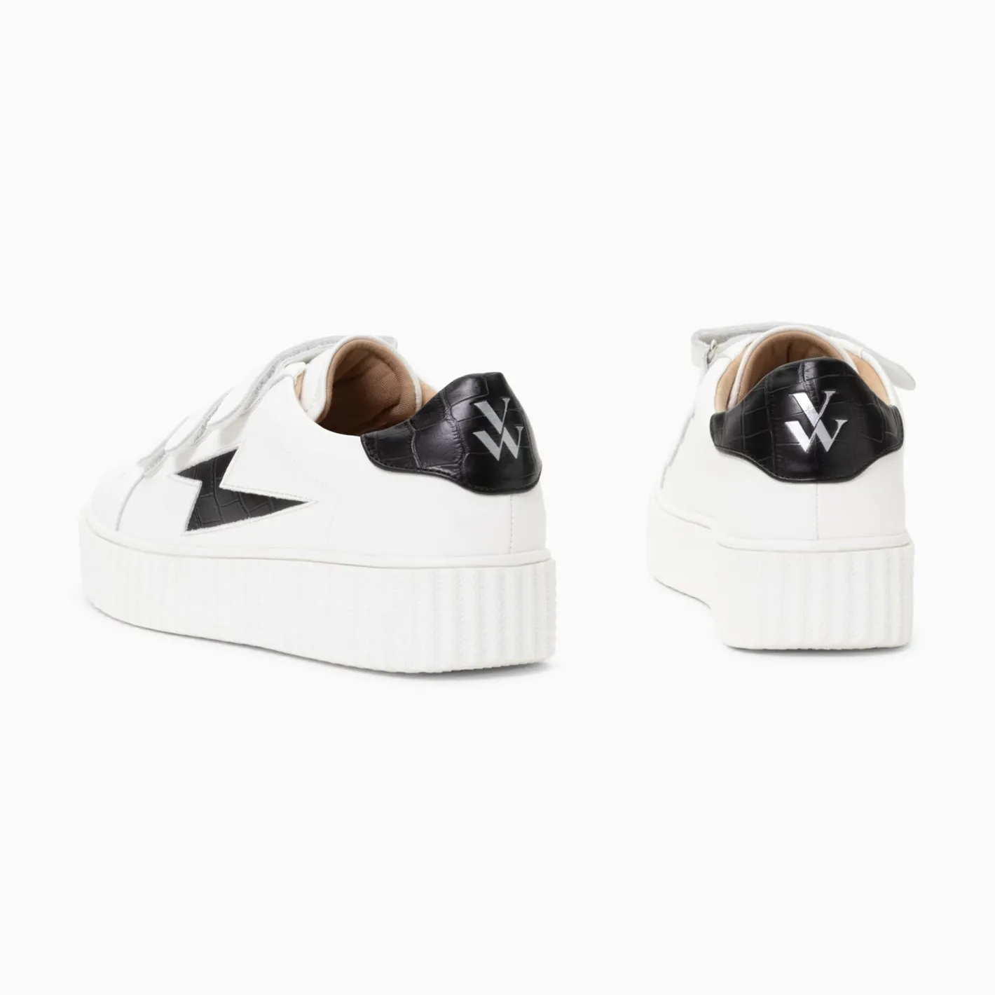 Vanessa Wu Baskets Eclair Elsa Blanc Et Noir Croco A Scratchs Online