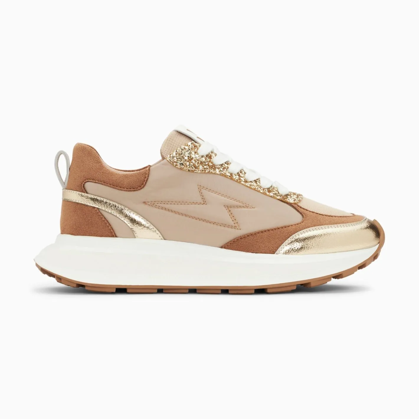 Vanessa Wu Baskets Eclair Esther Beige Et Or A Semelle Oversize Hot