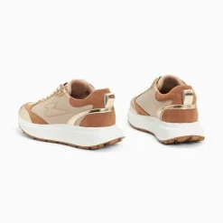 Vanessa Wu Baskets Eclair Esther Beige Et Or A Semelle Oversize Hot