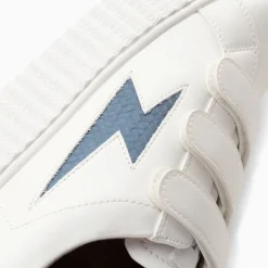 Vanessa Wu Baskets Eclair Eva Blanc Et Bleu Petrole Serpent A Scratchs
