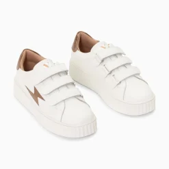 Vanessa Wu Baskets Eclair Eva Blanc Et Bronze Serpent A Scratchs Discount