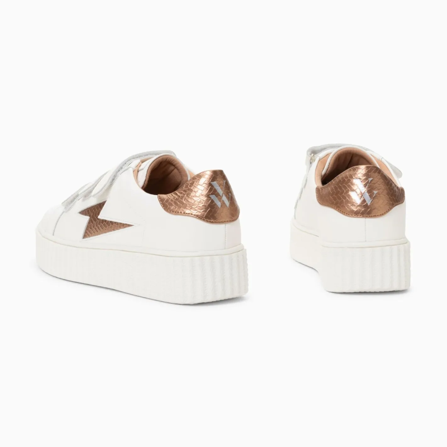 Vanessa Wu Baskets Eclair Eva Blanc Et Bronze Serpent A Scratchs Discount