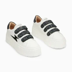 Vanessa Wu Baskets Eclair Eve Blanc Et Noir A Plateforme