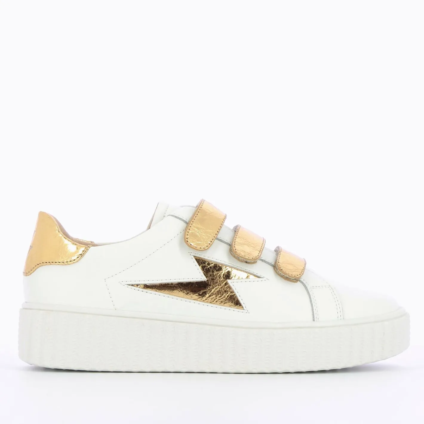 Vanessa Wu Baskets Eclair Jane Blanches En Cuir A Scratchs Or Best