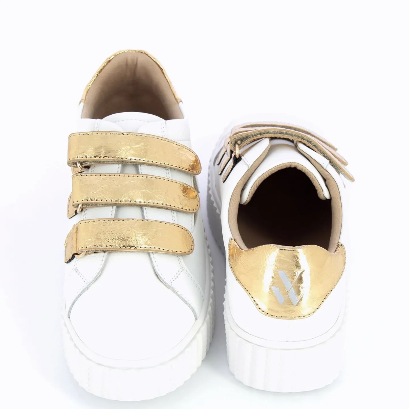 Vanessa Wu Baskets Eclair Jane Blanches En Cuir A Scratchs Or Best