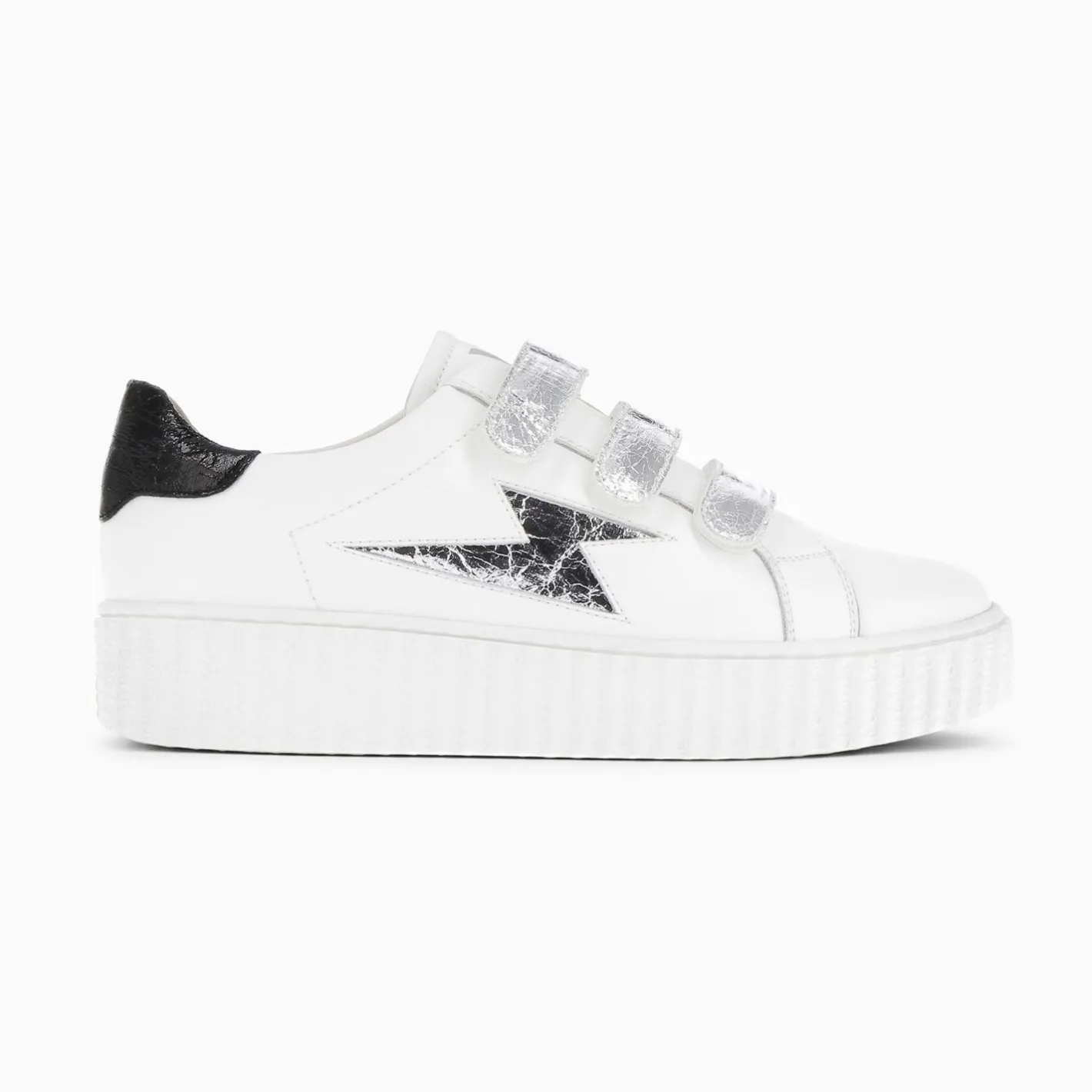 Vanessa Wu Baskets Eclair Jane Blanches En Cuir A Scratchs Argent Sale