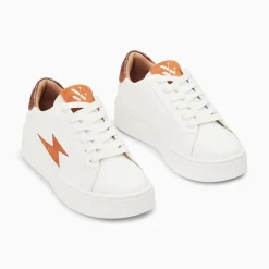 Vanessa Wu Baskets Eclair Joy Blanc Et Ocre A Lacets