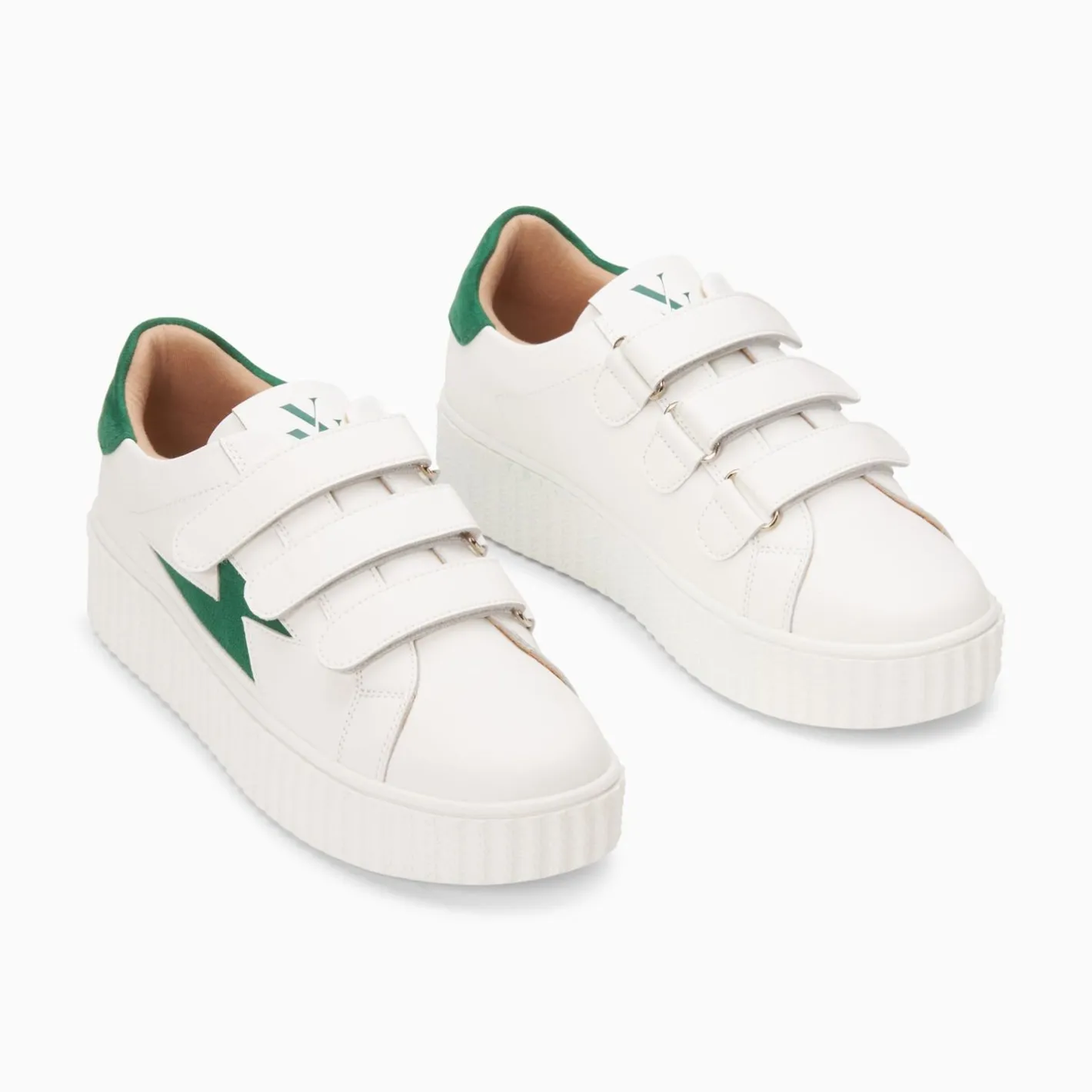 Vanessa Wu Baskets Eclair Kim Blanc Et Vert Fonce A Scratchs Discount