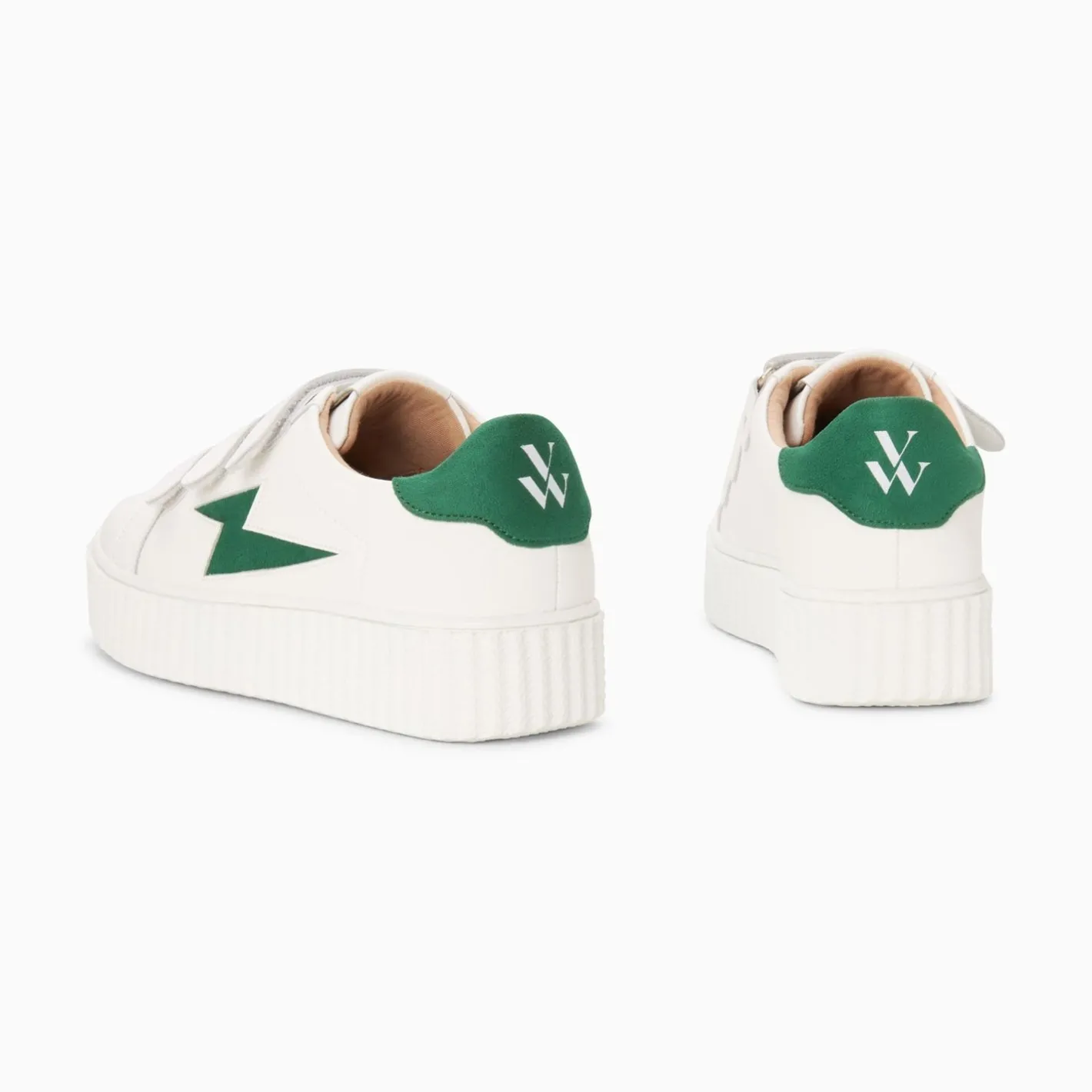 Vanessa Wu Baskets Eclair Kim Blanc Et Vert Fonce A Scratchs Discount