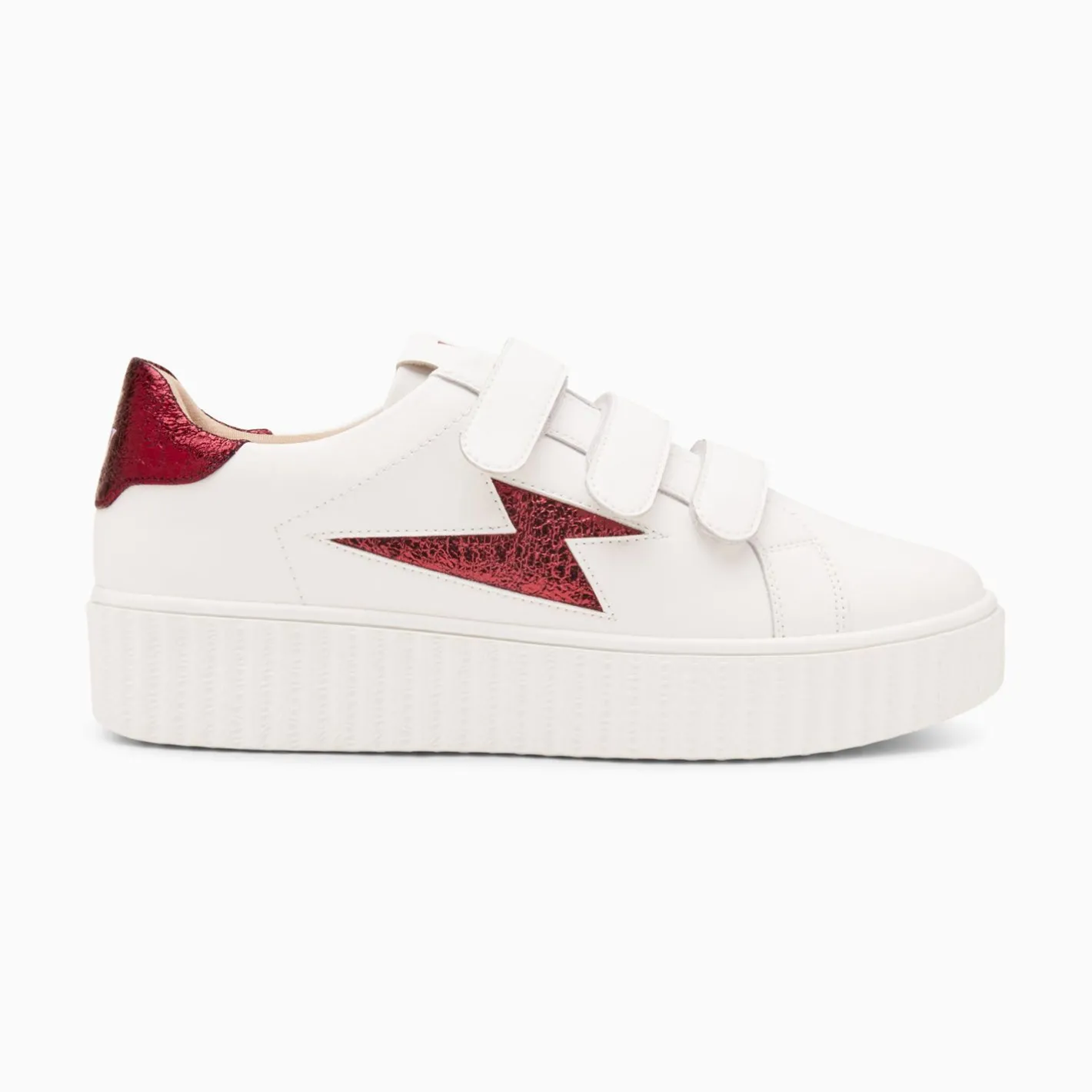 Vanessa Wu Baskets Eclair Kim Blanc Et Bordeaux Metallise A Scratchs Sale