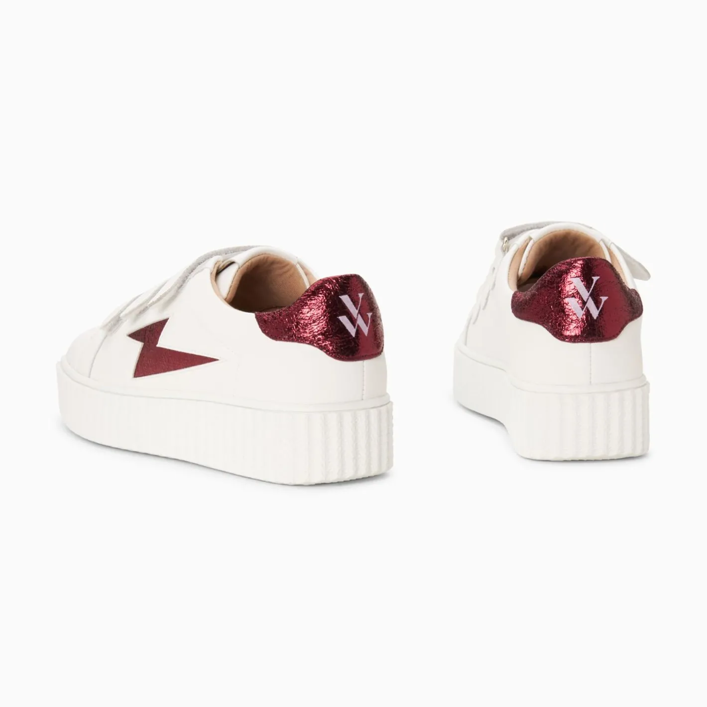 Vanessa Wu Baskets Eclair Kim Blanc Et Bordeaux Metallise A Scratchs Sale