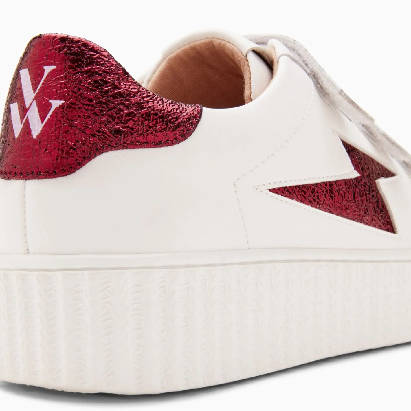 Vanessa Wu Baskets Eclair Kim Blanc Et Bordeaux Metallise A Scratchs Sale