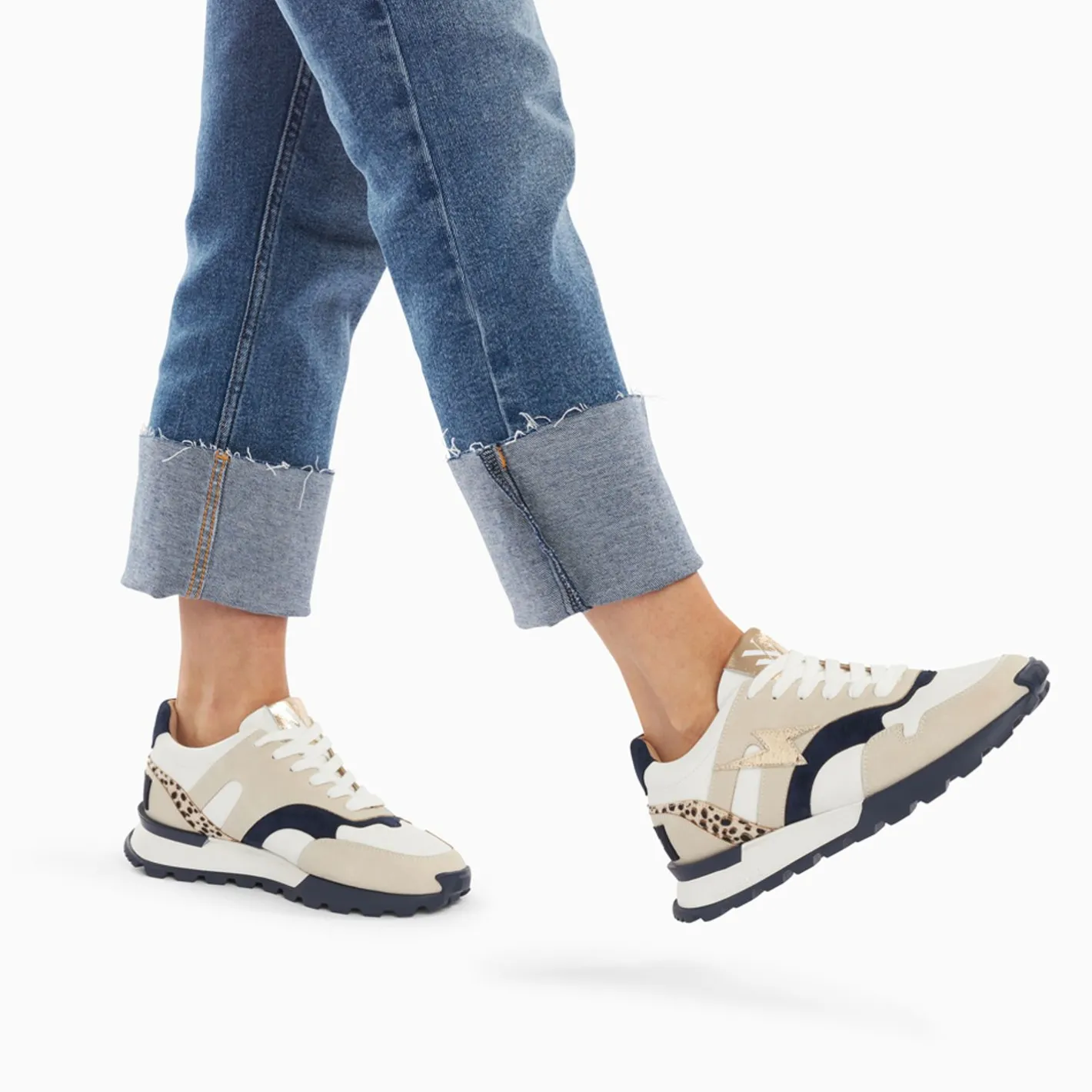 Vanessa Wu Baskets Eclair Liena Bleu Et Or A Semelle Running Discount
