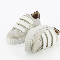 Vanessa Wu Baskets Eclair Lindsey Effet Toile De Jute Beige Et Argent Online