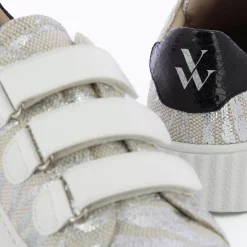 Vanessa Wu Baskets Eclair Lindsey Effet Toile De Jute Beige Et Argent Online