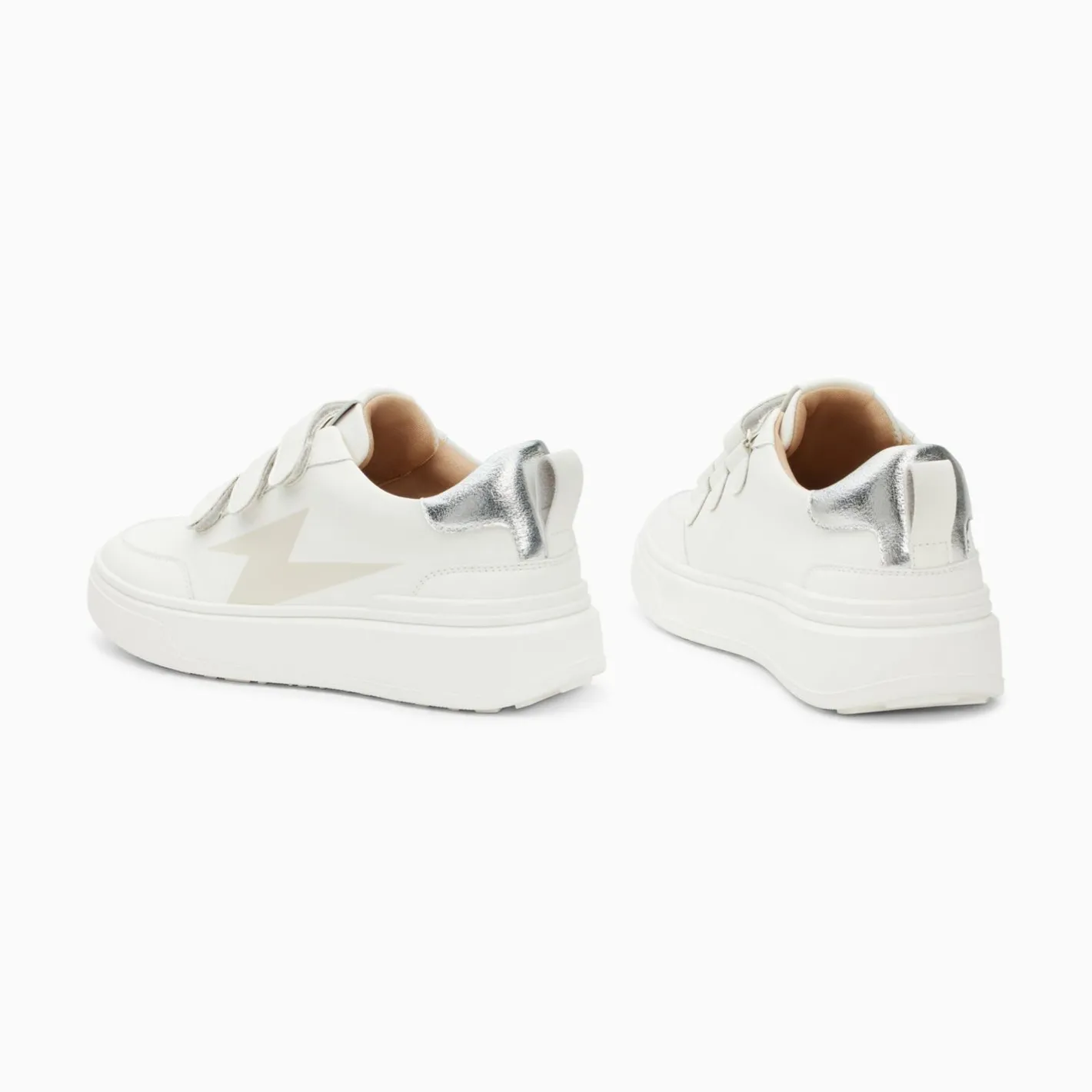 Vanessa Wu Baskets Eclair Lison Blanc Et Argent A Scratchs New