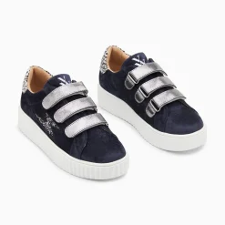 Vanessa Wu Baskets Eclair Maelle Bleu Et Anthracite A Scratchs New