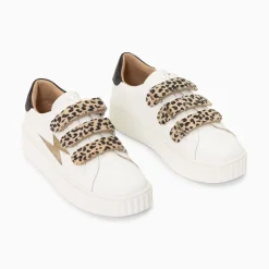 Vanessa Wu Baskets Eclair Maggie Blanc Et Or A Scratchs Leopard Online