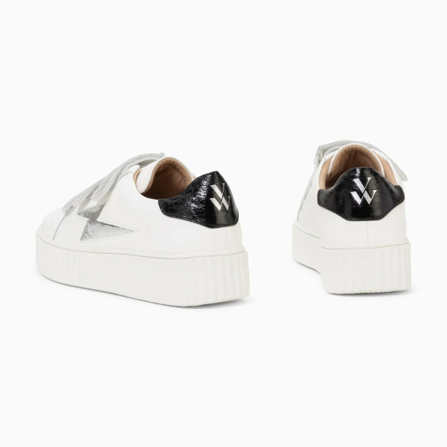 Vanessa Wu Baskets Eclair Marilou Blanc Et Argent A Scratchs Clearance