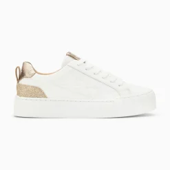Vanessa Wu Baskets Eclair Miley Blanc Et Or A Lacets