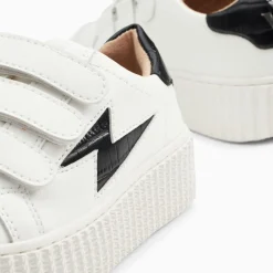 Vanessa Wu Baskets Eclair Mini Elsa Blanc Et Noir Croco A Scratchs Sale