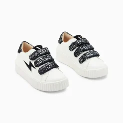 Vanessa Wu Baskets Eclair Mini Ingrid Blanc Et Noir Zebre A Scratchs Hot