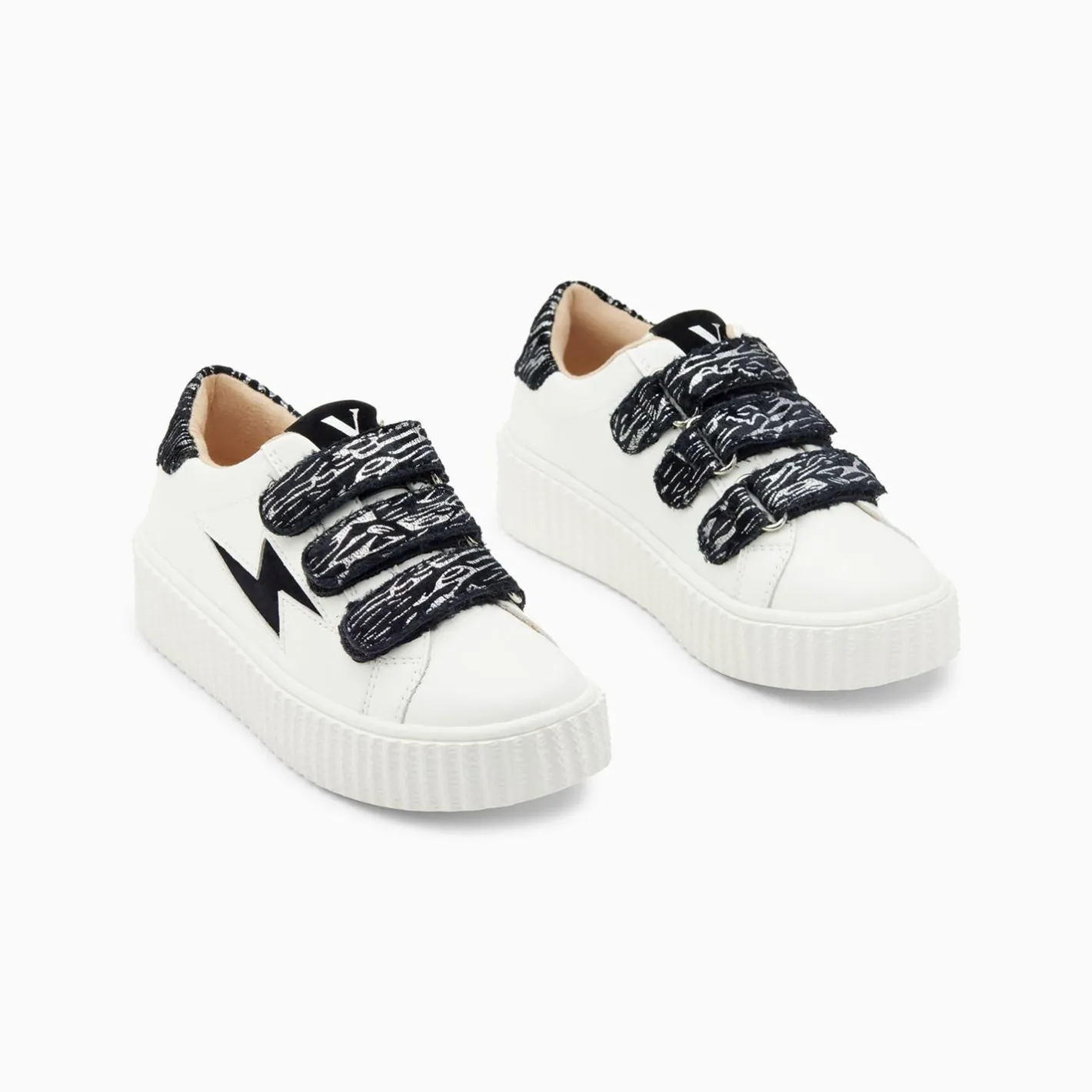 Vanessa Wu Baskets Eclair Mini Ingrid Blanc Et Noir Zebre A Scratchs Hot