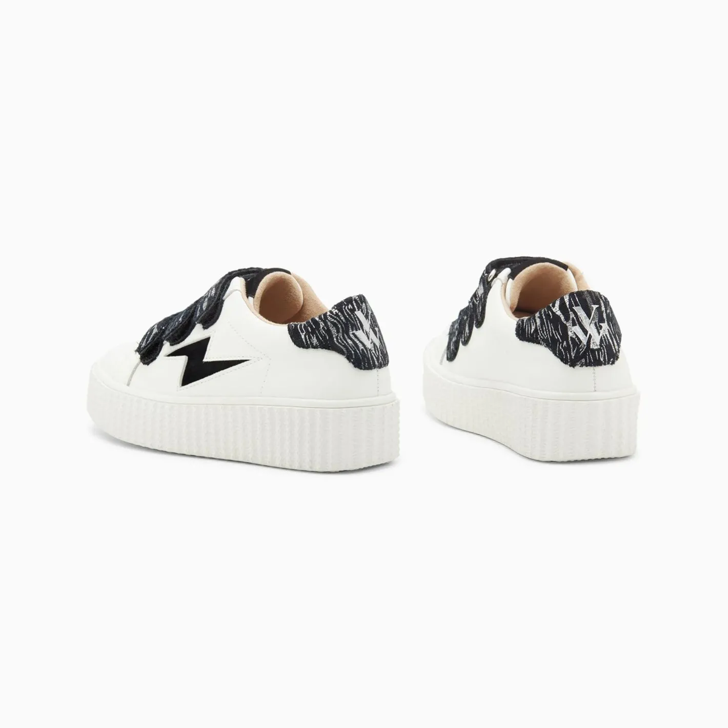 Vanessa Wu Baskets Eclair Mini Ingrid Blanc Et Noir Zebre A Scratchs Hot