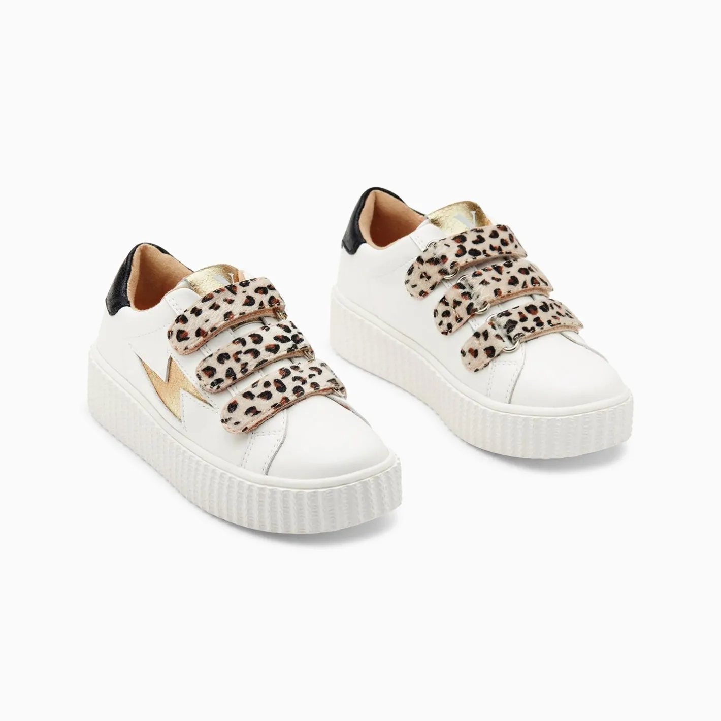 Vanessa Wu Baskets Eclair Mini Maggie Blanc Et Or A Scratchs Leopard New