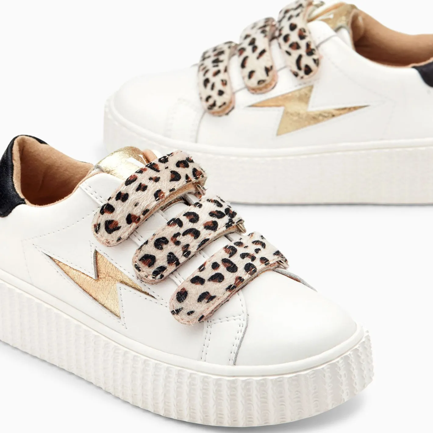 Vanessa Wu Baskets Eclair Mini Maggie Blanc Et Or A Scratchs Leopard New