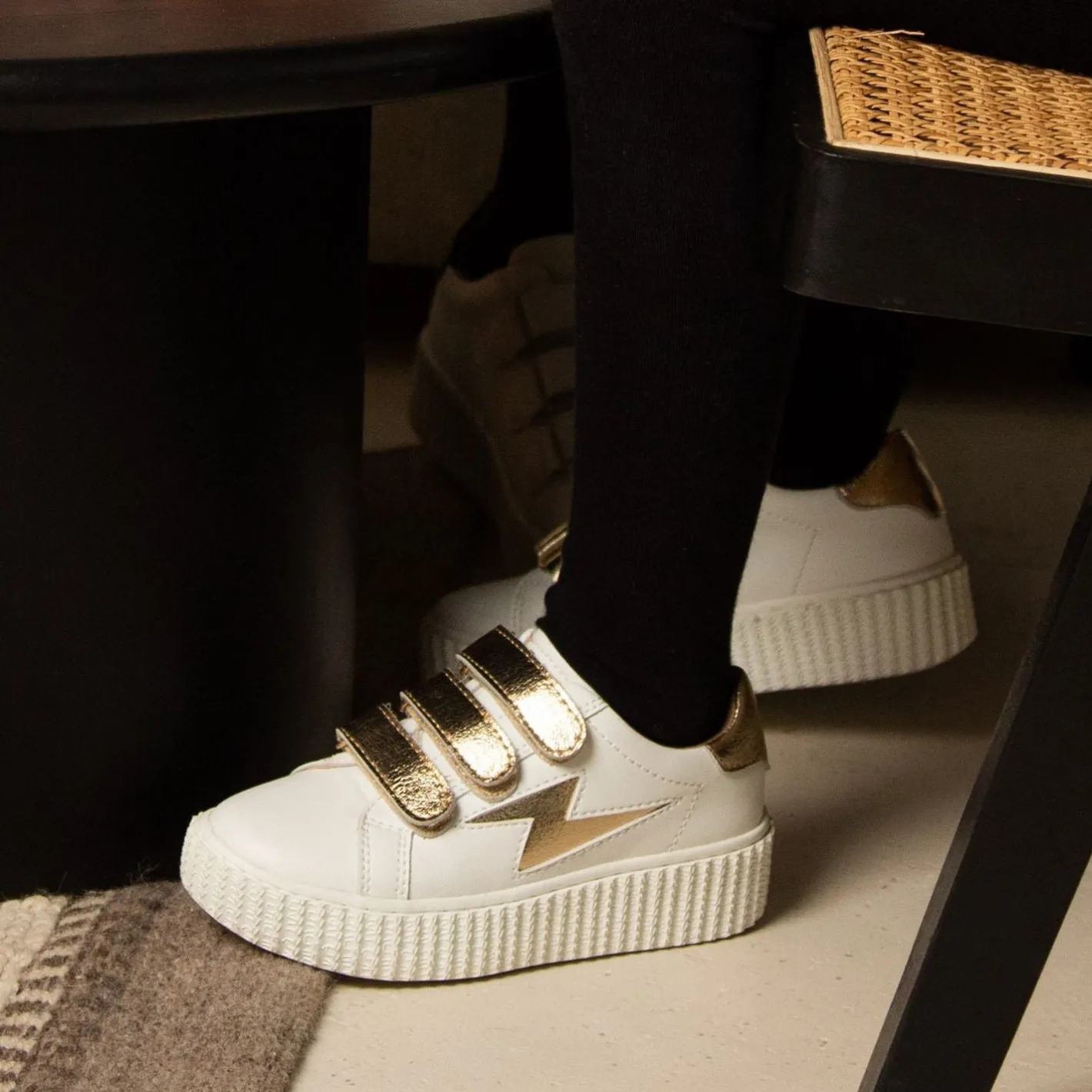 Vanessa Wu Baskets Eclair Mini Marilou Blanc Et Or A Scratchs Clearance