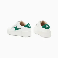 Vanessa Wu Baskets Eclair Mini Vicky Blanc Et Vert Sapin A Scratchs