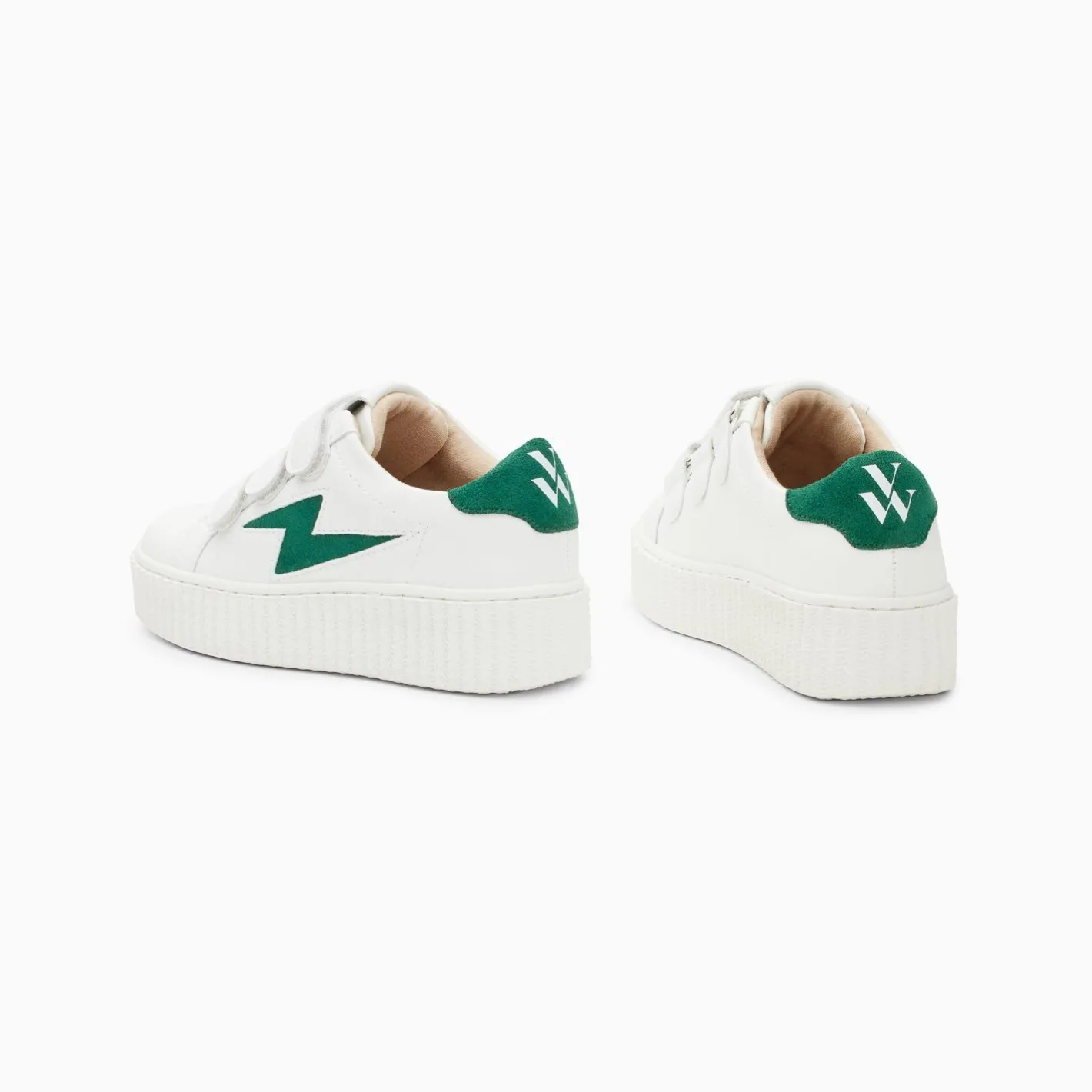 Vanessa Wu Baskets Eclair Mini Vicky Blanc Et Vert Sapin A Scratchs