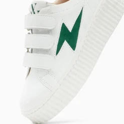 Vanessa Wu Baskets Eclair Mini Vicky Blanc Et Vert Sapin A Scratchs