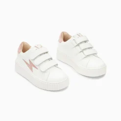 Vanessa Wu Baskets Eclair Mini Vicky Blanc Et Vieux Rose A Scratchs New