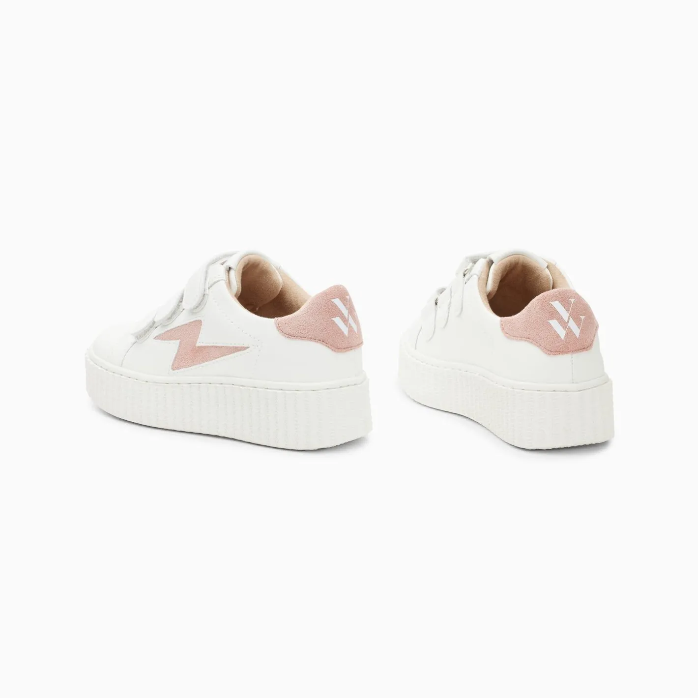Vanessa Wu Baskets Eclair Mini Vicky Blanc Et Vieux Rose A Scratchs New